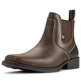 SUREWAY Mens Western Chelsea Cowboy Boots for Men Square Toe,All-Weather Rugged Slip-On Work/Casual/Dress Boots Shoes for Men,Built for Comfort & Durability,6 inch Antiquity,Size 10