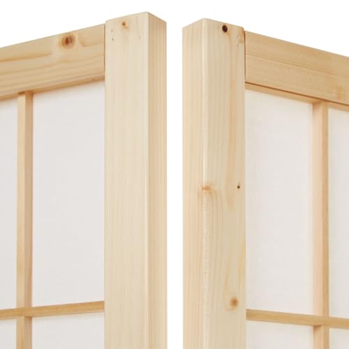 Foto von Homestyle4u 75, Paravent Raumteiler 4 teilig Holz Natur Sichtschutz Raumtrenner Reispapier Weiß Höhe 175 cm