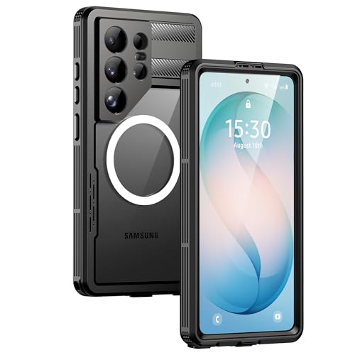 Lanhiem Magnetic for Samsung Galaxy S26 Ultra Case IP68 Waterproof Dustproof Case [Compatible with Magsafe] [Built-in Lens & Screen Protector] Full Body Shockproof Rugged Phone Case 6.9 Black