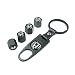 INCART Universal Steel (4pcs) Car Tire Valve Stem Air Caps Cover + (1pcs) Keychain for Honda Black