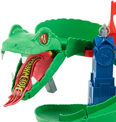 Hot Wheels FNB20 City Cobra Crush Connectable Play Set with Diecast and Mini Toy Car [Amazon Exclusive], Multicoloured, 19.05 x 38.1 x 30.48 cm