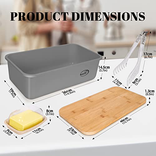 Midyb Bread Box For Kitchen Countertop, Bread Container With Bamboo Cutting Board, Homemade Bread Storage Box With Butter Box & Bread Clip #TOP5