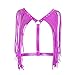 Aislor Punk Faux Leather Fringe Shrugs Harness Belt Fashion Rivet Waist Belts Trendy Fringed Shawl Cape Purple One Size