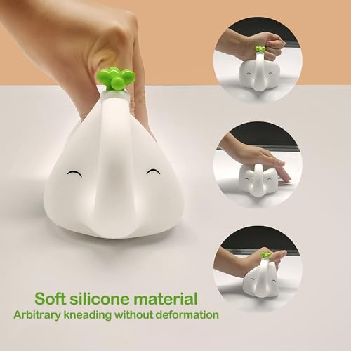Image of S NMT Cute Elephant Silicone Night Light LED Novelty Lamp 3 Level Dimmable Nursery Nightlight USB Rechargeable Timing Sleeping Lamp for Baby Kids Decor