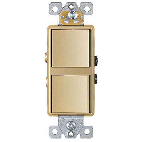 image for ENERLITES Double Paddle Rocker Decorator Switch, Ground terminal, Clam