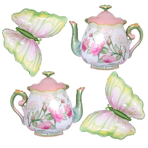 4pcs Teapot Balloons Tea Balloon Alice Balloon for Tea Birthday Party Decor Lets Par-Tea Party Alice Party Decorations Garden Tea Party Decor Teapot Baby Shower Christmas Decor Fairy Wonderland