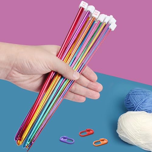 ZGTS Crochet Hooks Set,11PCS Multicolor Aluminum Knitting Needles Kit with Ergonomic Grip Handle Crochet Needles Kit with Stitch Markers for Beginners and Professionals - Image 3