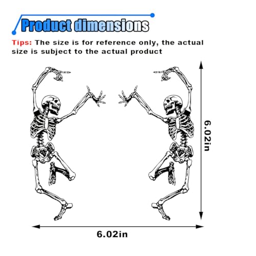 Skeleton Bumper Sticker Decal, 6.0\" Trippy Grateful Steal Your Face Rock Band Dancing Halloween Skull Car Decal for Car, Window, Refrigerator, Mirror, Laptop, Truck (1PCS)
