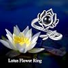 MONGAS Lotus Ring Sterling Silver Lotus Flower Ring Flower Jewelry for Women