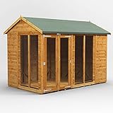 POWER High Grade Premium Apex Summer House Wooden Shed with Security Features, PVC Window Sills, Door & Window Flexibility, made from Extra Thick Timber