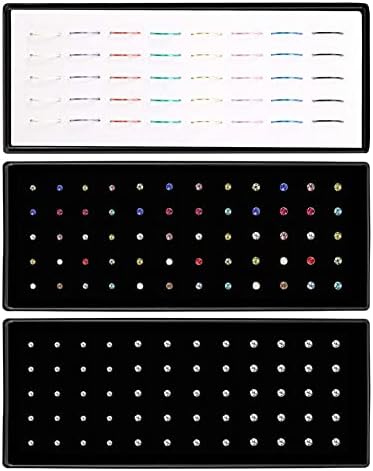 3 Sets 160Pcs Nose Rings and Stud, L Shape Surgical Stainless Steel Studs Ring Hoop for Women, Body Nose Piercing Pin Jewelry 1.5/2/2.5mm Multicolor Crystal, Ideal Gift for Wife or Daily Wear