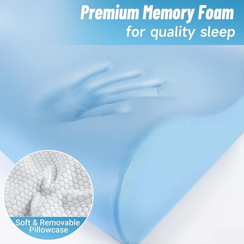 CloudBliss Memory Foam Pillow, Ergonomic Neck Contour Cervical Pillow for Back and Shoulder Pain, Orthopedic Pillow for Neck Pain Relief, for Sleeping Side, Back, Stomach Sleepers - Grey, Standard