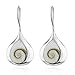 925 Sterling Silver Shiva Eye Shell Teardrop Minimalist Nature Inspired Dangle Earrings