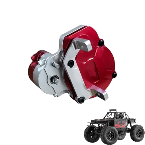 RC Metal Transmission Center Gearbox Case with Gear for FMS FCX18 LC80 1/18 RC Crawler Car Upgrades Parts Complete Gearbox Transmission Case for FMS FCX18 Accessories (Red)