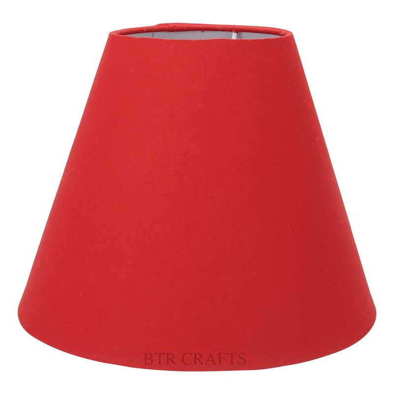 Image of 10 inch Inches, Small-Medium, Conical Lamp Shade, Cotton Fabric, Red color