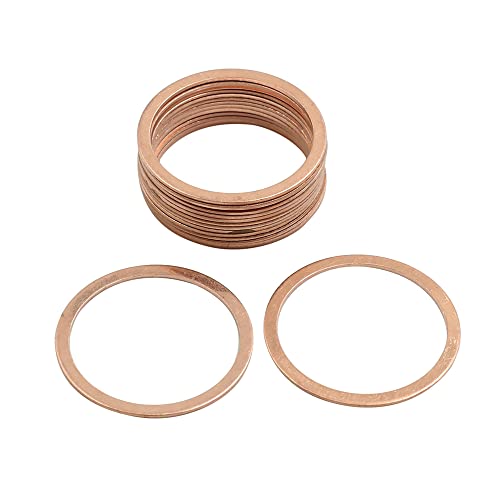 X AUTOHAUX 15pcs 32mm x 38mm x 1mm Copper Flat Washer Screw Gasket Sealing, Copper Tone, 14 x 10 x 1.5 cm