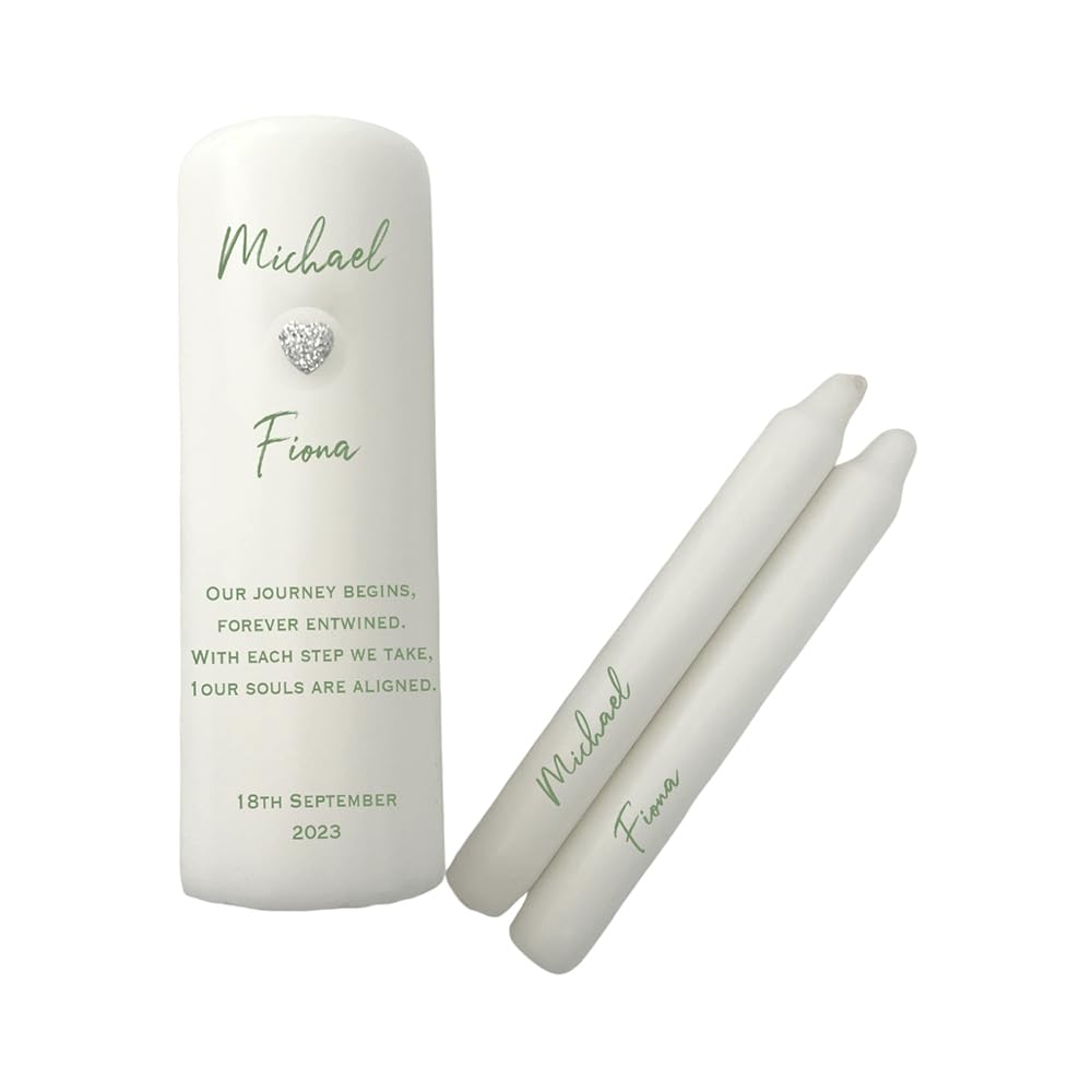 Personalised Monogram Unity Candle Set Wedding Engagement Centrepiece Gift Keepsake Civil Ceremony Anniversary Favour Valentines Gift, Heart, Corinthians 13:13