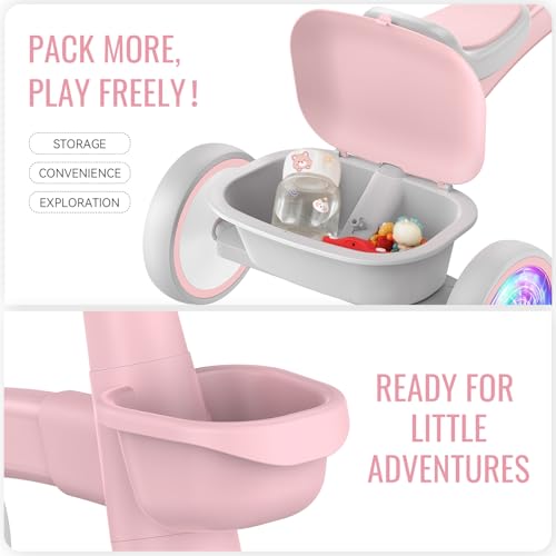 image for SEREED Colorful Lighting Toddler Tricycle for 2-5 Years Old Girls, Adj