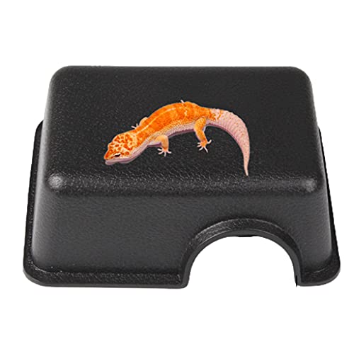 ehbn9 Reptile Hide Box Small Animal Hideaway Hides with Textured Surface Help Peeling for Snakes Lizards Leopard Gecko Black