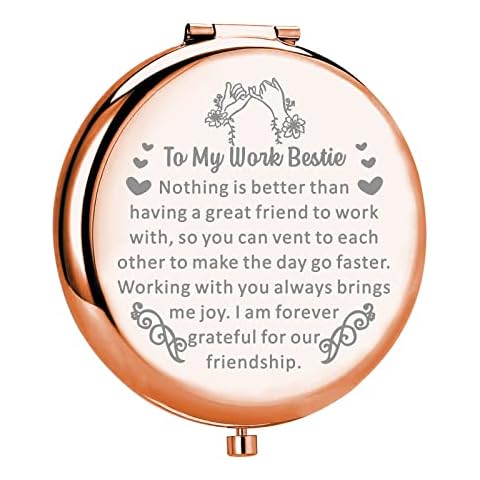 MYOSPARK Work Bestie Gift to My Work Bestie Compact Makeup Mirror Work Friend Gift Coworker Jewelry for Her (Work Bestie Mirror) Cover
