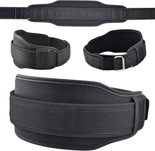 Weightlifting Lifting Belt, Adjustable Gym Belt with Neoprene Padded Lumbar Cushion Back Support, Self-Locking Deadlift Belt Men Women for Powerlifting, Squats & Deadlifts