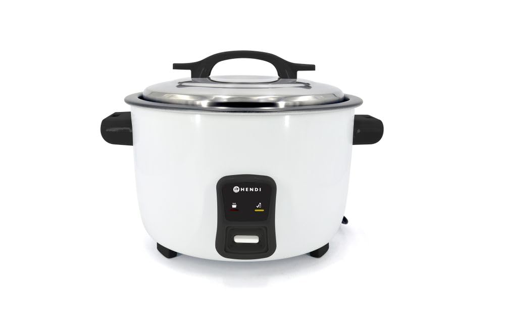 HENDI Reiskocher, Warmhaltefunktion, 23 Tassen Trockenreis, Messbecher und Reislöffel, 230V, 1550W, ø380x(H)240mm, Aluminium, 4.2L