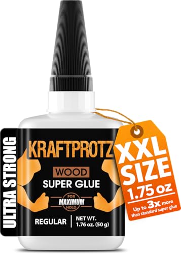 Wood Super Glue Liquid 1.76 oz XXL – for Cracks in Hardwood, Softwood, Plywood & MDF – Fast-Drying, Waterproof CA Bond for Woodcraft & Turning – Thin Cyanoacrylate