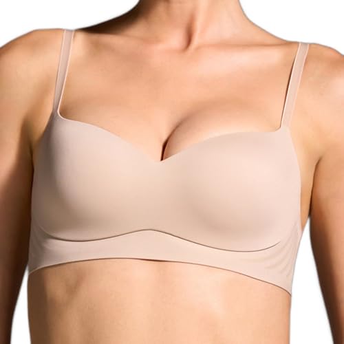 EBY Ultimate All Day Balconette Push Up Bra for Women - Sexy, Seamless, Wireless Comfort Bra with Flattering Lift