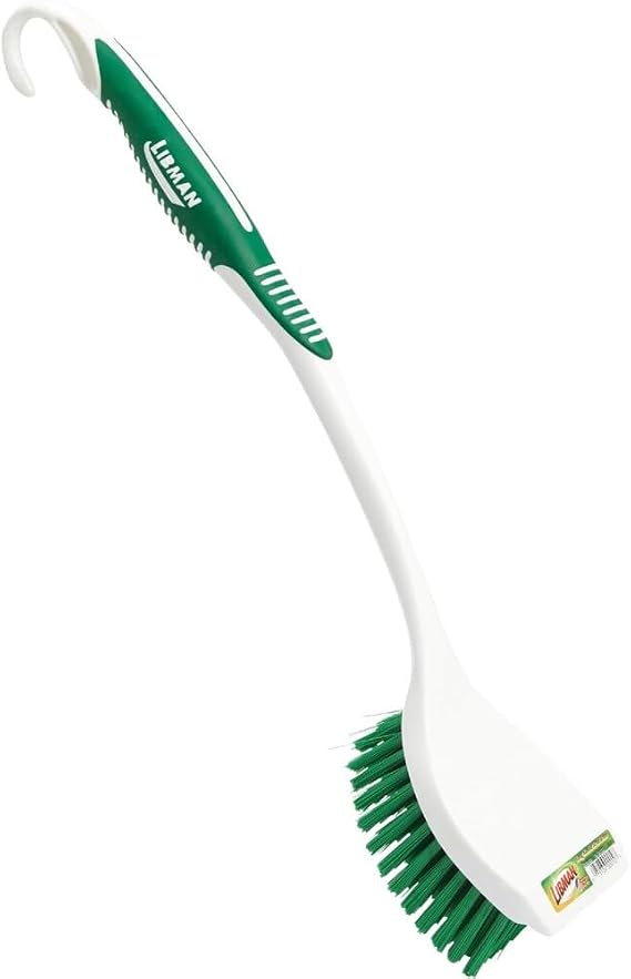 Libman Long Handle Scrub Brush - Item Model Number: 00010 - Ergonomic Rubber Grip Won't Slip When Wet.
