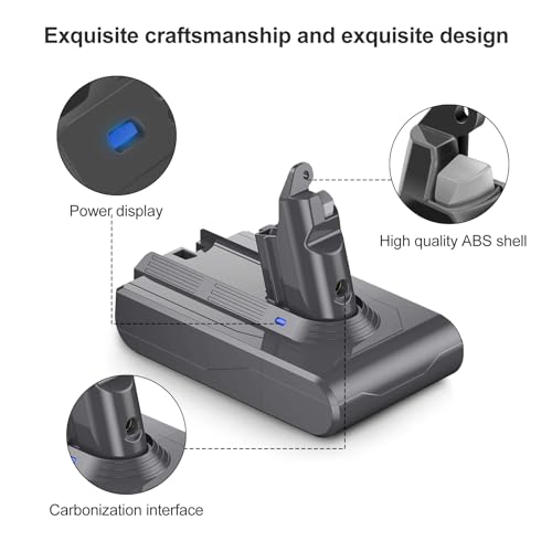 6800 mAh Ersatzakku für Dyson V6, Akku kompatibel mit Dyson V6 Staubsaugerserie + 2 Filter für DC62, DC58, DC59, DC61 Animal, DC72, DC74, SV03, SV05, SV06, SV07, SV09, V6 Absolute