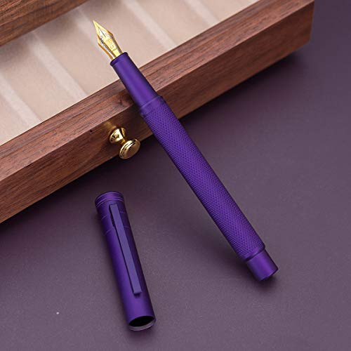 Image of Asvine Purple Forest Fountain Pen Fine Nib Classic Design with Converter and Metal Pen Case Set
