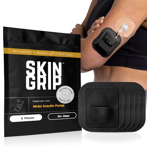 Skin Grip Tandem Mobi Adhesive Pocket Patch with Cutout 5 Pack Waterproof & Sweatproof Pocket Case Replaces Original Patch Lasts 6+ Days Skin-Friendly (Black)