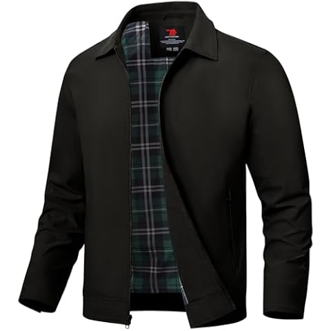 TBMPOY Men's Lightweight Jackets Casual Windbreaker Stylish Light Fall Spring Golf Work Dress Business Black L Cover