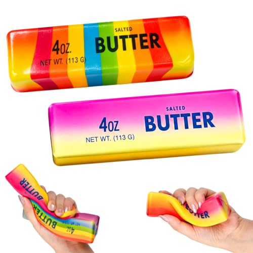 2Pcs Butter Squishy Slow Rising PU Rainbow Butter Sticks
