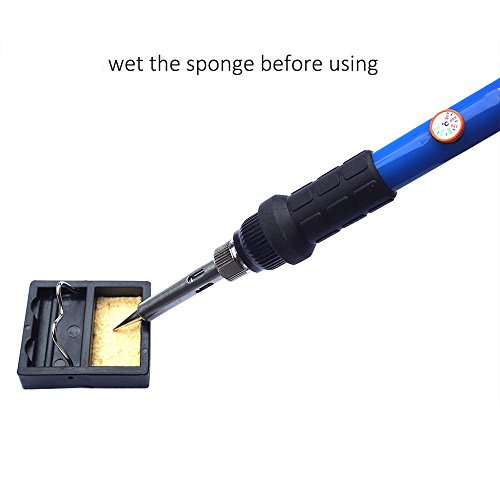 Sywon Full Set 60W 110V Electric Soldering Iron Kit With Adjustable Temperature Welding Iron, 5Pcs Tips, Desoldering Pump, 2Pcs Tweezers, Tin Wire Tube, Stand And 6Pcs Aid Tools In Pu Carry Bag #TOP4