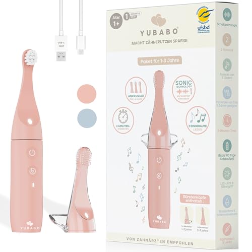 Elektrische zahnbürste kinder - kinderzahnbürste elektrisch - sonicare kids - Musikalisch - 100 Tage Autonomie - Wiederaufladbar - Von Zahnärzten empfohlen (Rosa, 1-3 Jahre)