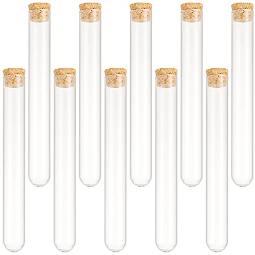 Produktbild von 15 Kunststoff-Reagenzgläser Mit Korken, 15x150 Mm – Ideal Für Blumen, Gewürze, Gastgeschenke Und DIY