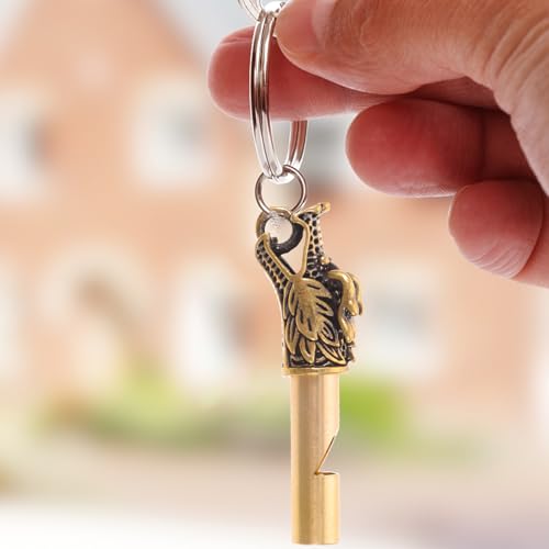 Silbato de latón con cabeza de animal y llavero miniatura 6