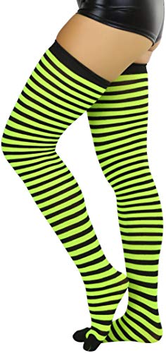 Image of ToBeInStyle Women's Opaque Hosiery Thin Striped Thigh High Long Stocking