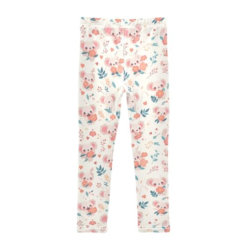 Seamless Cartoon Koala Bear Little Girls Active Leggings Casual Full Length Workout Pants Gym2