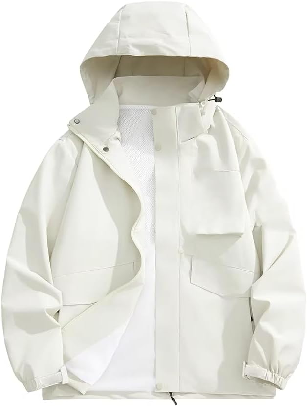 GUOYUXIAO Men's Waterproof Mountain Jacket Windproof Breathable Fishing Travel Working Coat for men-Purple