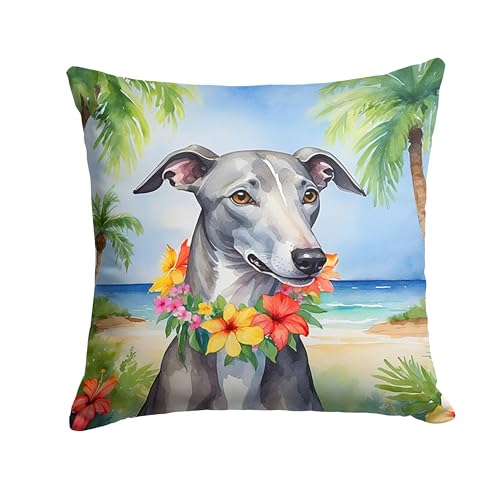 Caroline's Treasures Luau Party Decorative Throw Pillow, 14Hx14W, Greyhound 6450