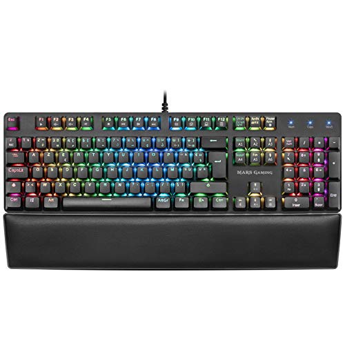 Mars Gaming MK5, Clavier Mécanique RGB, Switch Bleu, Repose-Poignet, Layout FR
