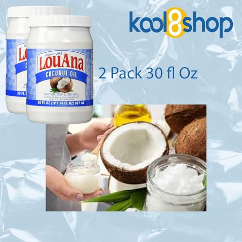 Louana Coconut Oil 100% Pure 2 Pack Plastic Bottle 30 fl oz by KOOL8SHOP Brand