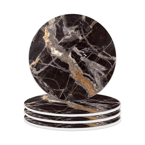 Pagnanno. Chopping Board-Catering Cutting Set-Kitchen Board-Glass Worktop Savers-Sink Chopping Board-Large-Worktop Protectors Heat Resistant-Marble Effect (Design 9, Round Coaster (10cm) - Pack of 4)