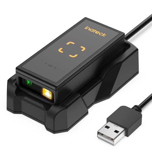 Inateck Escáner de Códigos de Barras Bluetooth, Escáner 1D 2D QR Inalámbrico 2.4GHz, Escáner Láser Portátil, Mini Escáner de Códigos de Barras con App y SDK, BCST-46