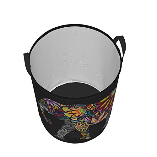 Kiuloam Cheerful Indian African Elephant Boho 19.6 Inches Large Storage Basket With Handles Collapsible Portable Laundry Fabric Hampers Tote Bag For Toys Clothing Organization #TOP2