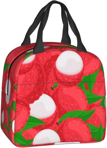 おしゃれ保温バッグ ライチの果実の柄 食品収納 保温バッグ 通勤 ファスナー付き 手提げ 保冷ランチバッグ 鞄 防水 ランチバッグ 保温 保冷 弁当バッグ ランチトート プチバッグ