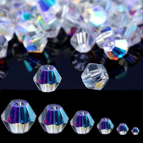 FAPUMOE Clear Crystal Bicone Faceted Glass Beads (900 Pieces, 2-8mm) - Image 3