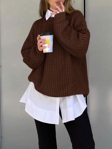 Saodimallsu Womens Oversized Sweater Long Sleeve Crewneck Ribbed Knit Pullover 2025 Fall Casual Chunky Trendy Sweaters4